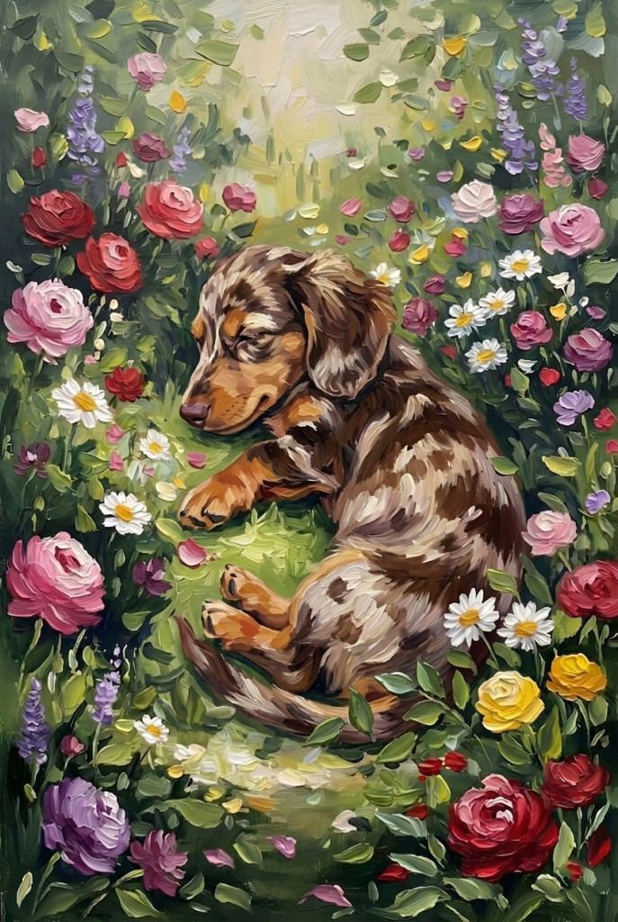 Flower Bed Pet Portrait